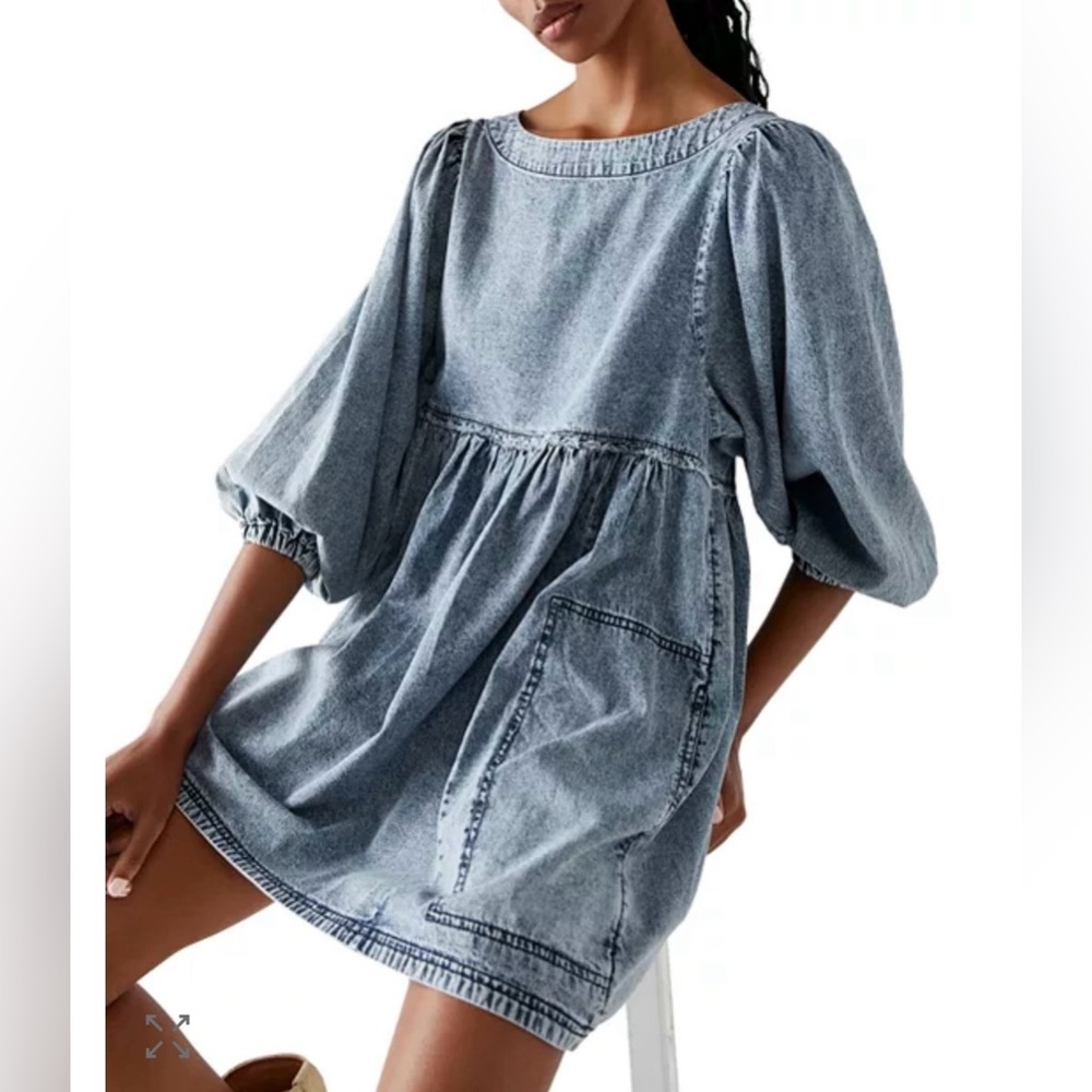 Free People Get Obsessed Cotton Denim Mini Dress - Picture 3 of 8